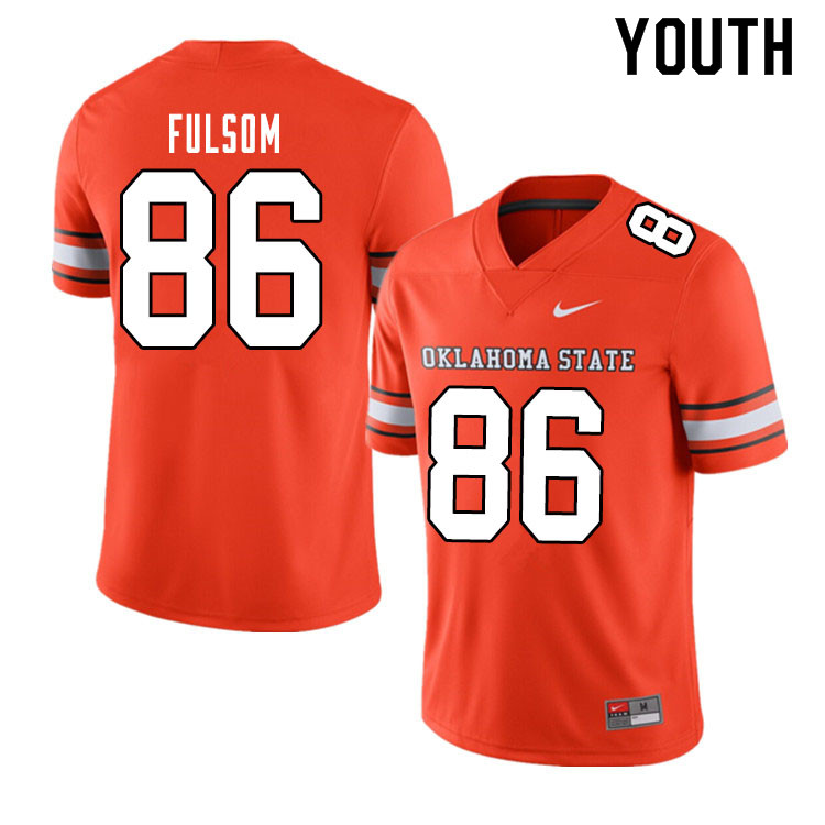 Youth #86 Cale Fulsom Oklahoma State Cowboys College Football Jerseys Sale-Alternate Orange - Click Image to Close